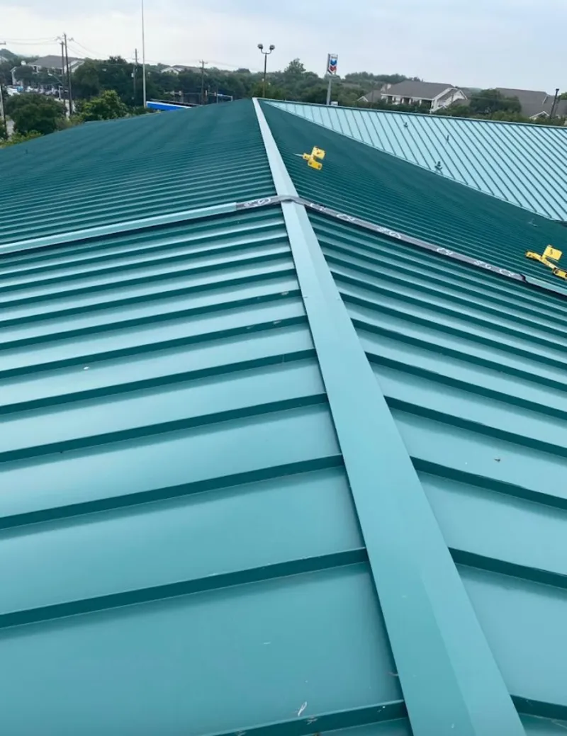Green commercial metal roof ridge and valley for Metal Roof Repair in Holtville